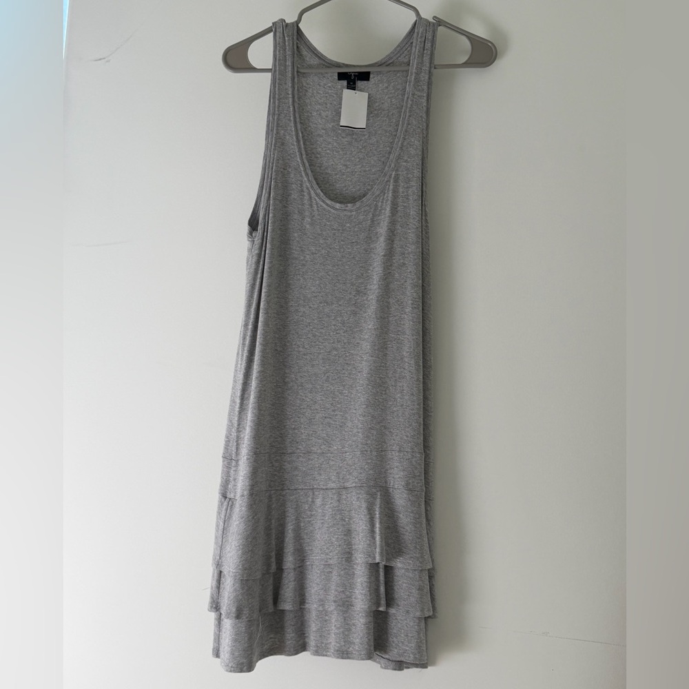 Aqua Gray casual mini dress with Ruffle Hem - Picture 7 of 7